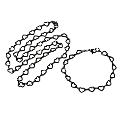 Черный 304 Набор украшений из браслета и ожерелья из нержавеющей стали с цепочкой в форме сердца, с карабин-лобстерами , ионное покрытие (ip), чёрные, 610 мм