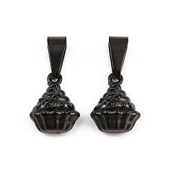 Черный 304 подвески из нержавеющей стали, чашка торт очарование, ионное покрытие (ip), чёрные, 13x10x8 мм, отверстие : 8x4 мм