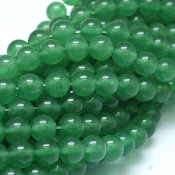 Green Natural Malaysia Jade Bead Strands, Dyed, Round, Green, 8mm, Hole: 1mm,about 48pcs/strand, 15.5 inch