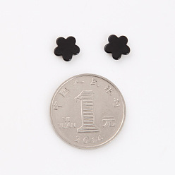 E1112-3 flower Magnetic Black Earrings for Men and Women, Non-Pierced Clip-on Ear Studs with Magnet Stone