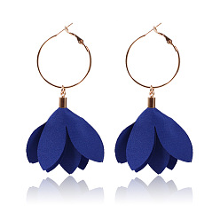 Blue Versatile Floral Tassel Earrings for Women - Long Dangling Flower Pendant Jewelry