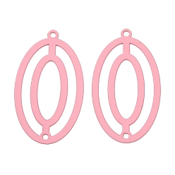 Pink 430 подвеска из нержавеющей стали, окрашенная распылением, овальные амулеты, розовые, 27x15x0.4 мм, отверстие : 1.2 мм