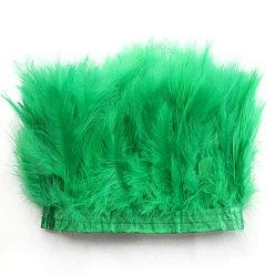 Medium Sea Green Turkey Feather Fringe Trimming, Costume Accessories, Dyed, Medium Sea Green, 5-1/8 inch(130mm), about 2.19 Yards(2m)/Bag