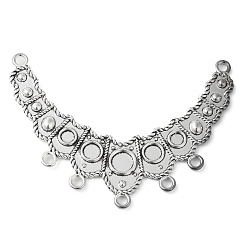 Античное Серебро Тибетский стиль настройки разъем сплава кабошон, без кадмия, без никеля и без свинца, античное серебро, 50x64.5x3 мм, отверстие : 2 мм