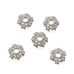 Платина Звездные латунные колпачки с микропаве из кубического циркония, стойки покрытие, долговечный, без свинца и без кадмия, платина, 8.5x2.5 мм, отверстие : 2 мм