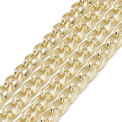 Light Gold Unwelded Aluminum Curb Chains, Light Gold, 11x6.5x1.8mm