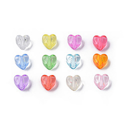 Mixed Color Transparent Acrylic Beads, Heart, Mixed Color, 8x8.5x5.5mm, Hole: 2.5mm, about 2030pcs/500g