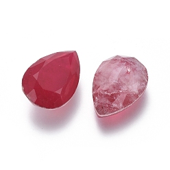 Dark Red K9 Glass Rhinestone Cabochons, Pointed Back, Faceted, Teardrop, Dark Red, 14x10x6mm