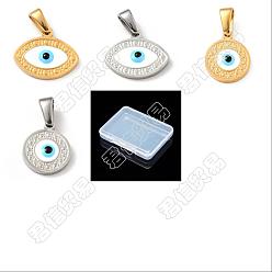 Golden & Stainless Steel Color 8Pcs 4 Style 304 Stainless Steel Pendants, with Enamel, Mixed Shapes with Evil Eye, Golden & Stainless Steel Color, 12~12.5x10~15x2mm, Hole: 4.5~5x2.5~3mm, 2pcs/style