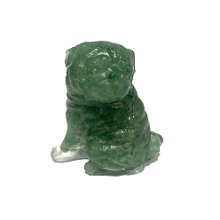 Green Aventurine Resin Dog Figurines, with Natural Green Aventurine Chips inside Statues for Home Office Decorations, 50x35x55mm