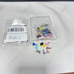 (52) Непрозрачная лаванда 100 шт 10 цвета поликоттон (полиэстер, хлопок) подвеска с кисточкой украшения, мини-кисточка, с латунными застежками и железными кольцами, разноцветные, 10~15x3~4 мм, отверстие : 2 мм, 10 шт / цвет