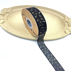 Bowknot 50 ярдов полиэфирных лент с золотым тиснением, аксессуары для одежды, бантом, 1 дюйм (25 мм)