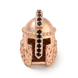 Розовое Золото Латунь микропаве черный кубический цирконий, шлем, розовое золото , 11.5x10x11 мм, отверстие : 1.6 мм
