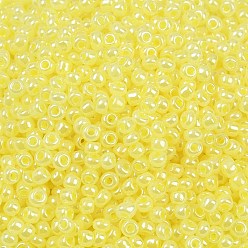 Шампанско-Желтый 8/0 стакан бисер, Цейлон, круглые, шампанское желтый, 3 мм, отверстие : 1 мм, Около 2222 шт / 100 г