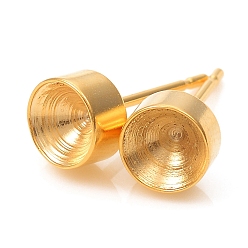 Golden 304 Stainless Steel Stud Earring Settings, Rhinestone Settings, for Pointed Back Rhinestone, Golden, 6mm, Pin: 0.8mm, Fit for 5mm Rhinestone