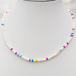 2 Bohemian Style Short Colorful Rice Bead Collarbone Necklace for Women