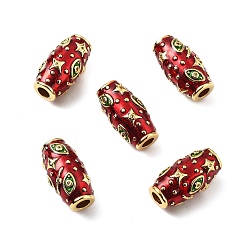 Красный Бусины из микрофибры из рисовой латуни с кубическим цирконием, с эмалью, стойки покрытие, без кадмия и без свинца, долговечный, реальный 18 k позолоченный, красные, 20x10.5 мм, отверстие : 3.5 мм