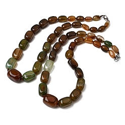 Темно-оливково-зеленый Ожерелья из окрашенного натурального агата кубической формы, бусы разного размера, с застежками из сплава., платина, темно-оливковый зеленый, 20.08 дюйм (51 см)