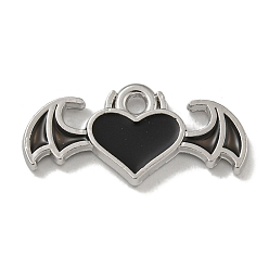 Платина Стойки обшивки сплава эмали подвески, без свинца и без кадмия, сердце с крыльями, платина, 9.5x20x2 мм, отверстие : 1.6 мм