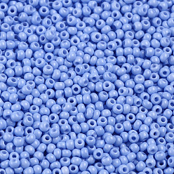 Light Sky Blue FGB 6/0 Grade A Round Glass Seed Beads, Baking Paint, Light Sky Blue, 4x3mm, Hole: 1mm, about 4500pcs/pound