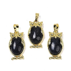 Синий Драгоценный Камень Синтетический синий камень, с латунной фурнитурой , без свинца и без кадмия, долговечный, сова, 28.5x15.5x7 мм, отверстие : 5x8 мм