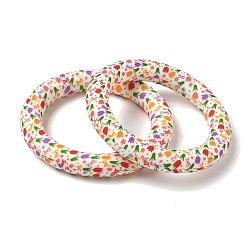 Farbig Silikonperlen mit Blumenmuster, Ring mit Tulpen- und Schleifenmuster, Farbig, 65x10 mm, Innendurchmesser: 46 mm