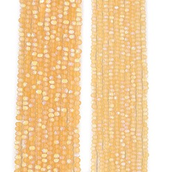 Мокасин Прозрачные стеклянные бусины, граненые, матовые, с половинным покрытием ab цвета, рондель, мокасин, 2.9~3.3x2 мм, отверстие : 0.7 мм, около 135~140 шт / нитка, 32~34 см