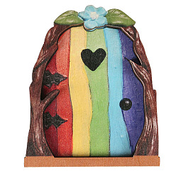Colorful Wood Elf Fairy Door Figurines Ornaments, for Garden Courtyard Tree Decoration, Colorful, 100x10mm
