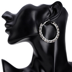 White K No.4 Exaggerated Designer Diamond Hoop Earrings for Women