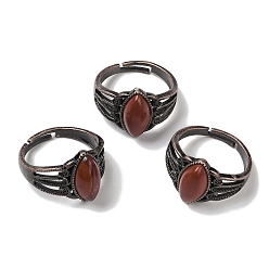 Красный Камень Регулируемые кольца из натуральной красной яшмы «конский глаз», без свинца и без кадмия, латунные кольца на палец с красной медью для женщин и мужчин, внутренний диаметр: 19 мм