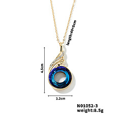 Синий Милое и стильное колье с подвеской из стекла Феникс, с латунной цепочкой для женщин, идеально подходит к любому наряду, синие, 15.75 дюйм(40см)+5см