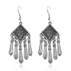 RH536 Bohemian Vintage Carved Alloy Tassel Earrings with Exaggerated Nepalese Ethnic Style