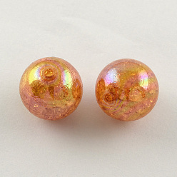 Sandy Brown AB Color Transparent Crackle Round Acrylic Beads, Sandy Brown, 20mm, Hole: 2.5mm, about 108pcs/500g