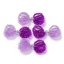Magenta Copper Wire Wrapped Glass Beaded Bowknot Cabochons, Magenta, 24x41x5.5mm