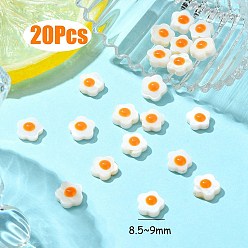 Оранжевый Естественных пресноводных стеклянные бусы, односторонняя с эмалью, цветок, оранжевые, 8.5~9x8.5~9x3~3.5 мм, отверстие : 0.7 мм