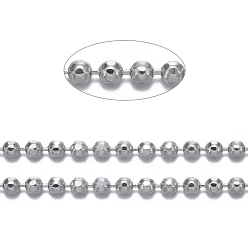 Platinum Brass Ball Chains, Faceted, Long-Lasting Plated, Soldered, with Spool, Cadmium Free & Nickel Free & Lead Free, Platinum, 1.5mm, about 301.83 Feet(92m)/roll