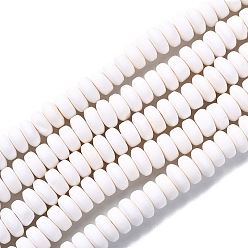 Ivoire Brin de perles pate polymère faits à la main , pour les fournitures de bricolage bijoux artisanat, plat rond, blanc crème, 6~7x3mm, Trou: 1.5mm, Environ 113~116 pcs/chapelet, 15.55 pouces ~ 16.14 pouces (39.5~41 cm)