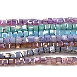 Mixed Color Baking Painted Glass Beads Strands, Imitation Jaed, AB Color, Faceted, Cube, Mixed Color, 2.5x2.5x2.5mm, Hole: 0.8mm, about 191~193pcs/strand, 18.11~18.50 inch(46~47cm)