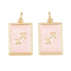 Sagittarius Brass Enamel Pendants, Rectangle Charms, Rack Plating, Cadmium Free & Lead Free, Long-Lasting Plated, Golden, Sagittarius Charms, 17.5x11x2mm, Hole: 3mm