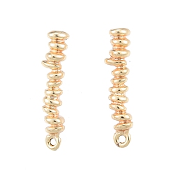 Real 18K Gold Plated Brass Stud Earring Findings, with Horizontal Loops, Twist Column, Real 18K Gold Plated, 21.5~21.6x4.7~4.8mm, Hole: 1mm, Pin: 0.7mm