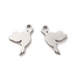 Stainless Steel Color 304 Stainless Steel Charms, Bird, Stainless Steel Color, 13x8x1.5mm, Hole: 1.4mm