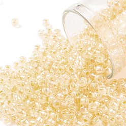 (1846) Crystal Lt. Creamsicle Lined Rainbow Тохо 8/0 круглые бусины, японский бисер, (1846) кристалл лит. Крем на подкладке радуга, 8/0, 3 мм, отверстие : 1 мм, Около 222 шт / 10 г