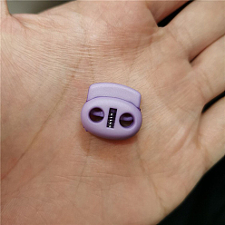 Lilac Nylon Cord Locks Clip Ends, Double Hole Drawstring Stopper Fastener Buttons, Lilac, 1.8x2cm, Hole: 4mm