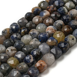 Sodalite Natural Sodalite Beads Strands, Faceted, Grade AB, Cube, 5x5x5mm, Hole: 0.5mm, about 79pcs/strand, 14.92''(37.9cm)