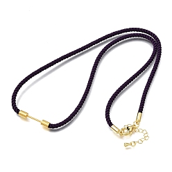 Индиго 3мм круглые нейлоновые миланские шнуры для изготовления ожерелий, с латунными выводами и 303 застежками из лобстера из нержавеющей стали, золотые, долговечный, стойки покрытие, индиговые, 19.53 дюйм (49.6 см)