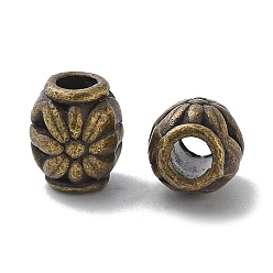 Antique Bronze Tibetan Style Alloy Beads, Cadmium Free & Lead Free, Oval with Flower, Antique Bronze, 9x8mm, Hole: 3.3mm, about 667pcs/1000g