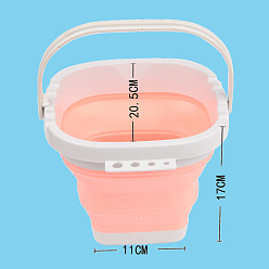 Light Salmon Silicone Folding Brush Washing Bucket, with Handle, Painting & Drawing Supplies, Square, Light Salmon, 11~20.5x17cm