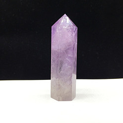 Amethyst Point Tower Natural Amethyst Home Display Decoration, Healing Stone Wands, for Reiki Chakra Meditation Therapy Decos, Hexagon Prism, 60~70mm