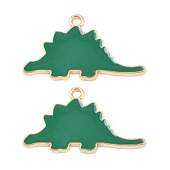 Зеленый Подвески из эмали и сплава, динозавр прелести, долговечный, золотые, зелёные, 17x30x1.5 мм, отверстие : 1.8 мм