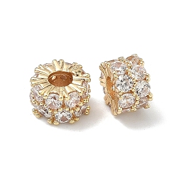 Light Gold Латунные микропаве из прозрачного кубического циркония, колонка, долговечный, стойки покрытие, золотой свет, 8x6 мм, отверстие : 3 мм